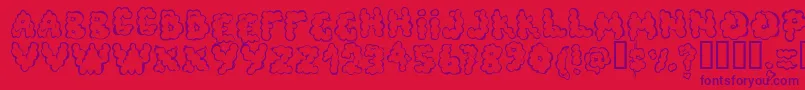 Defecafont-Schriftart – Violette Schriften auf rotem Hintergrund