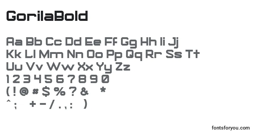 Czcionka GorilaBold – alfabet, cyfry, specjalne znaki