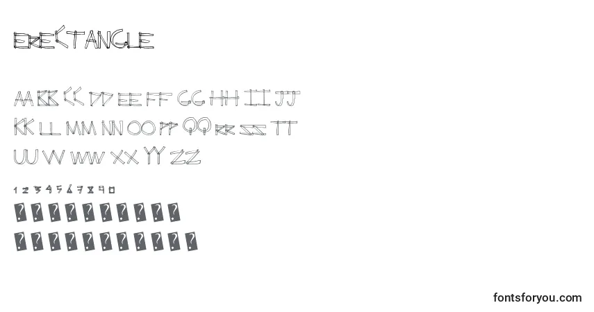 Czcionka Erectangle – alfabet, cyfry, specjalne znaki