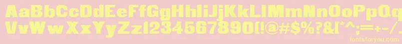 Fette Steinschrift-Schriftart – Gelbe Schriften auf rosa Hintergrund