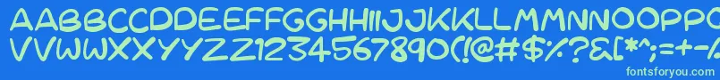 Cartoons123 Font – Green Fonts on Blue Background