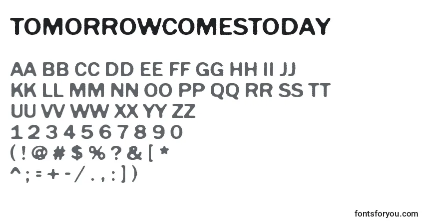 Schriftart TomorrowComesToday – Alphabet, Zahlen, spezielle Symbole