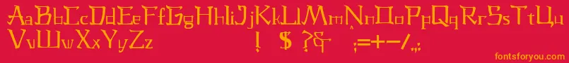 JmhLaudanumCa Font – Orange Fonts on Red Background