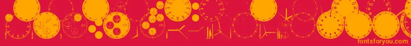 Fonte GaClockDialRound – fontes laranjas em um fundo vermelho