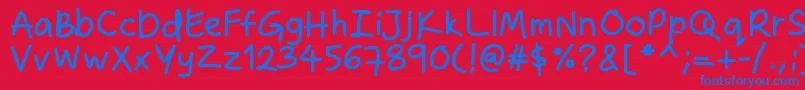 Zakirahshandb Font – Blue Fonts on Red Background