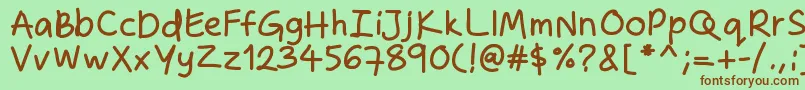 Zakirahshandb Font – Brown Fonts on Green Background