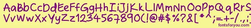 Zakirahshandb Font – Purple Fonts on Yellow Background