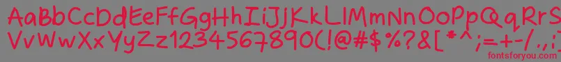 フォントZakirahshandb – 赤い文字の灰色の背景