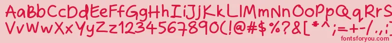 Zakirahshandb Font – Red Fonts on Pink Background