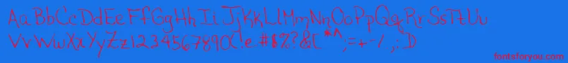 Lehn208 Font – Red Fonts on Blue Background