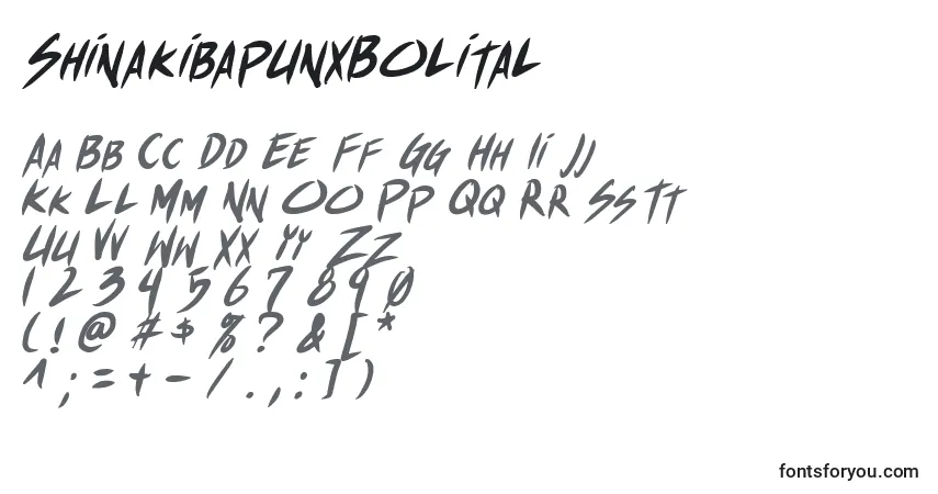 Шрифт ShinakibapunxBolital – алфавит, цифры, специальные символы