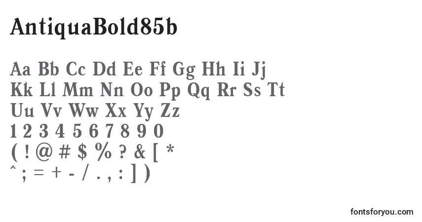 Schriftart AntiquaBold85b – Alphabet, Zahlen, spezielle Symbole