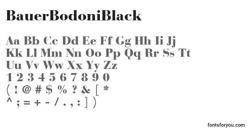 Schriftart BauerBodoniBlack – Alphabet, Zahlen, spezielle Symbole