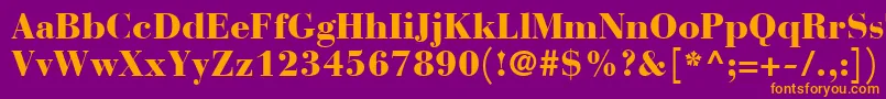 BauerBodoniBlack Font – Orange Fonts on Purple Background