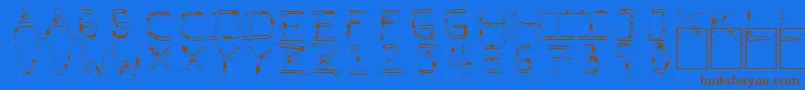 Pfvbf7wd-Schriftart – Braune Schriften auf blauem Hintergrund