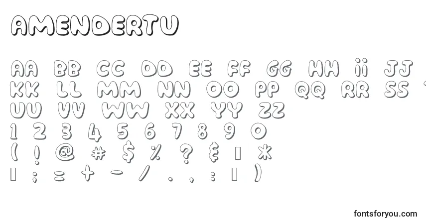 Czcionka AmenderTu – alfabet, cyfry, specjalne znaki