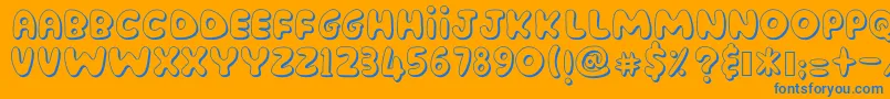 AmenderTu-Schriftart – Blaue Schriften auf orangefarbenem Hintergrund