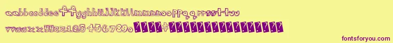 Sanscollege-Schriftart – Violette Schriften auf gelbem Hintergrund