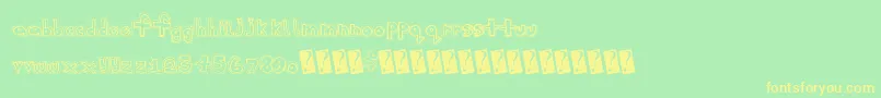 Sanscollege-Schriftart – Gelbe Schriften auf grünem Hintergrund