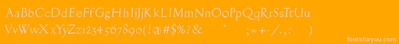 BurkleinOblique-fontti – vaaleanpunaiset fontit oranssilla taustalla