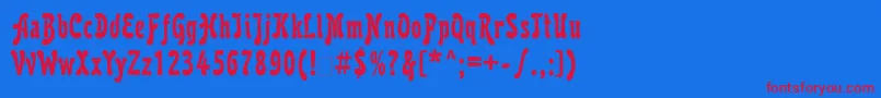 Karollaett-Schriftart – Rote Schriften auf blauem Hintergrund