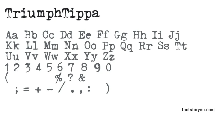 TriumphTippa-fontti – aakkoset, numerot, erikoismerkit