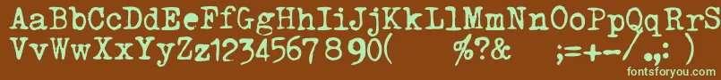TriumphTippa-fontti – vihreät fontit ruskealla taustalla