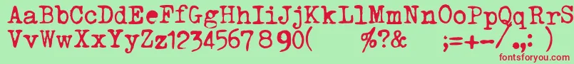 フォントTriumphTippa – 赤い文字の緑の背景