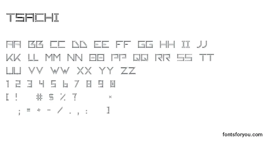 Schriftart Tsachi – Alphabet, Zahlen, spezielle Symbole