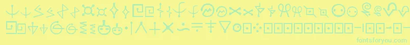 フォントFuturamaAlienAlphabetOne – 黄色い背景に緑の文字