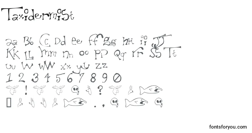 Schriftart Taxidermist – Alphabet, Zahlen, spezielle Symbole