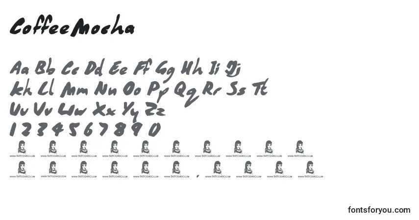 Schriftart CoffeeMocha – Alphabet, Zahlen, spezielle Symbole