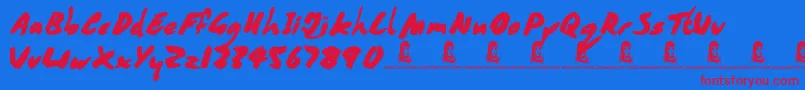CoffeeMocha-Schriftart – Rote Schriften auf blauem Hintergrund