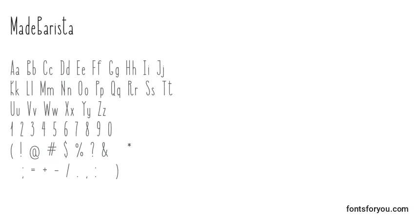 Шрифт MadeBarista – алфавит, цифры, специальные символы