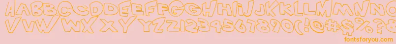 VtcScreamitloudOutlineRegular-Schriftart – Orangefarbene Schriften auf rosa Hintergrund