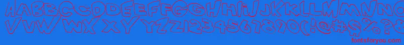 VtcScreamitloudOutlineRegular-Schriftart – Rote Schriften auf blauem Hintergrund