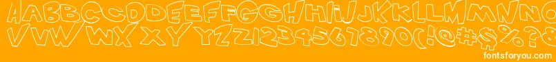 VtcScreamitloudOutlineRegular-Schriftart – Weiße Schriften auf orangefarbenem Hintergrund