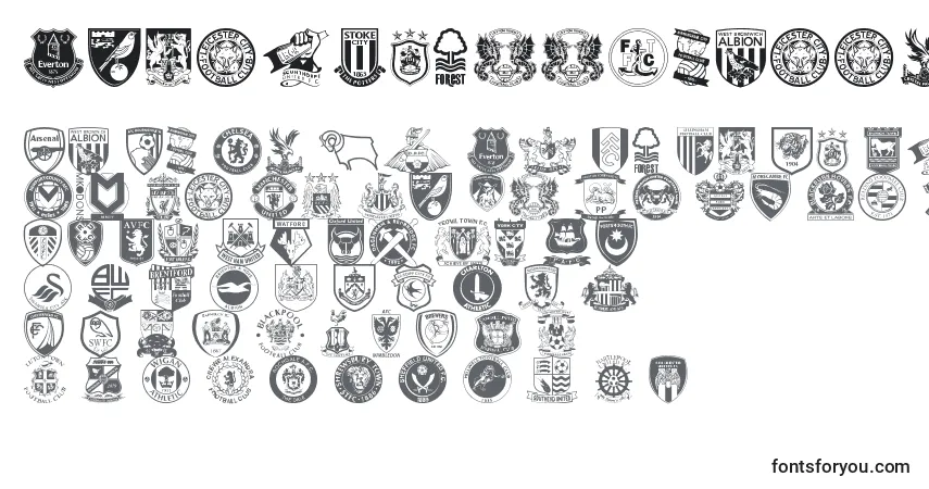 A fonte Englishfootballclubbadges – alfabeto, números, caracteres especiais
