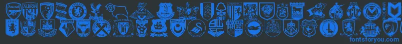 Englishfootballclubbadges Font – Blue Fonts on Black Background