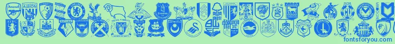 フォントEnglishfootballclubbadges – 青い文字は緑の背景です。