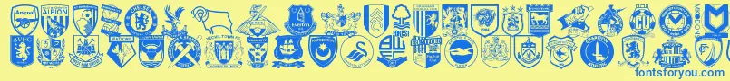 フォントEnglishfootballclubbadges – 青い文字が黄色の背景にあります。