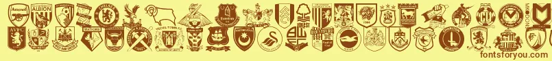 Шрифт Englishfootballclubbadges – коричневые шрифты на жёлтом фоне