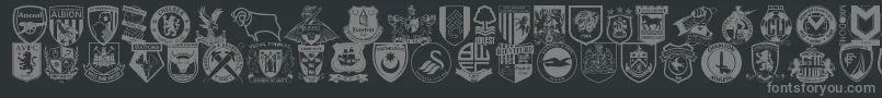 Englishfootballclubbadges-Schriftart – Graue Schriften auf schwarzem Hintergrund