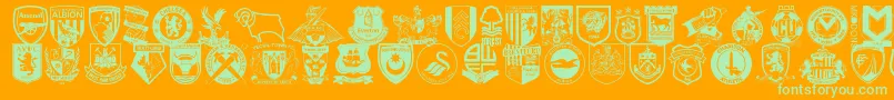 Шрифт Englishfootballclubbadges – зелёные шрифты на оранжевом фоне