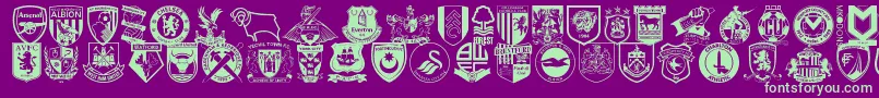 Fonte Englishfootballclubbadges – fontes verdes em um fundo violeta