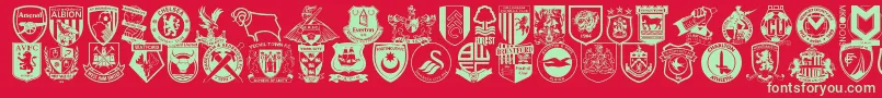 Шрифт Englishfootballclubbadges – зелёные шрифты на красном фоне