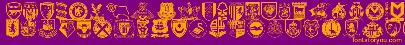 フォントEnglishfootballclubbadges – 紫色の背景にオレンジのフォント