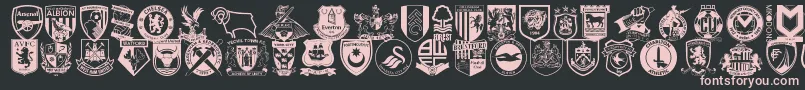 Englishfootballclubbadges-Schriftart – Rosa Schriften auf schwarzem Hintergrund