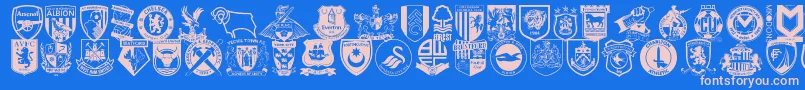 Fonte Englishfootballclubbadges – fontes rosa em um fundo azul