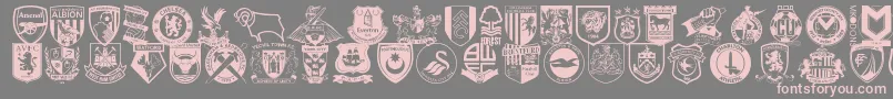 Шрифт Englishfootballclubbadges – розовые шрифты на сером фоне